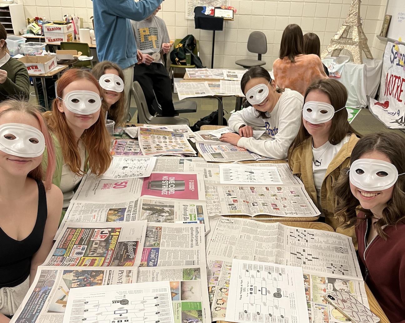 students making masks