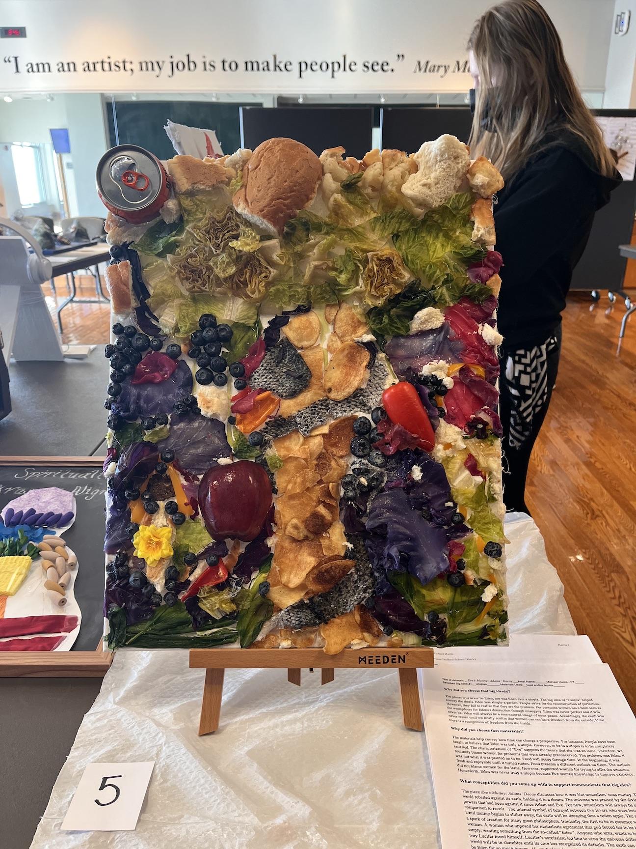 Eve's Mutiny; Adam’s Decay by Michael Harris was made entirely of recycled food