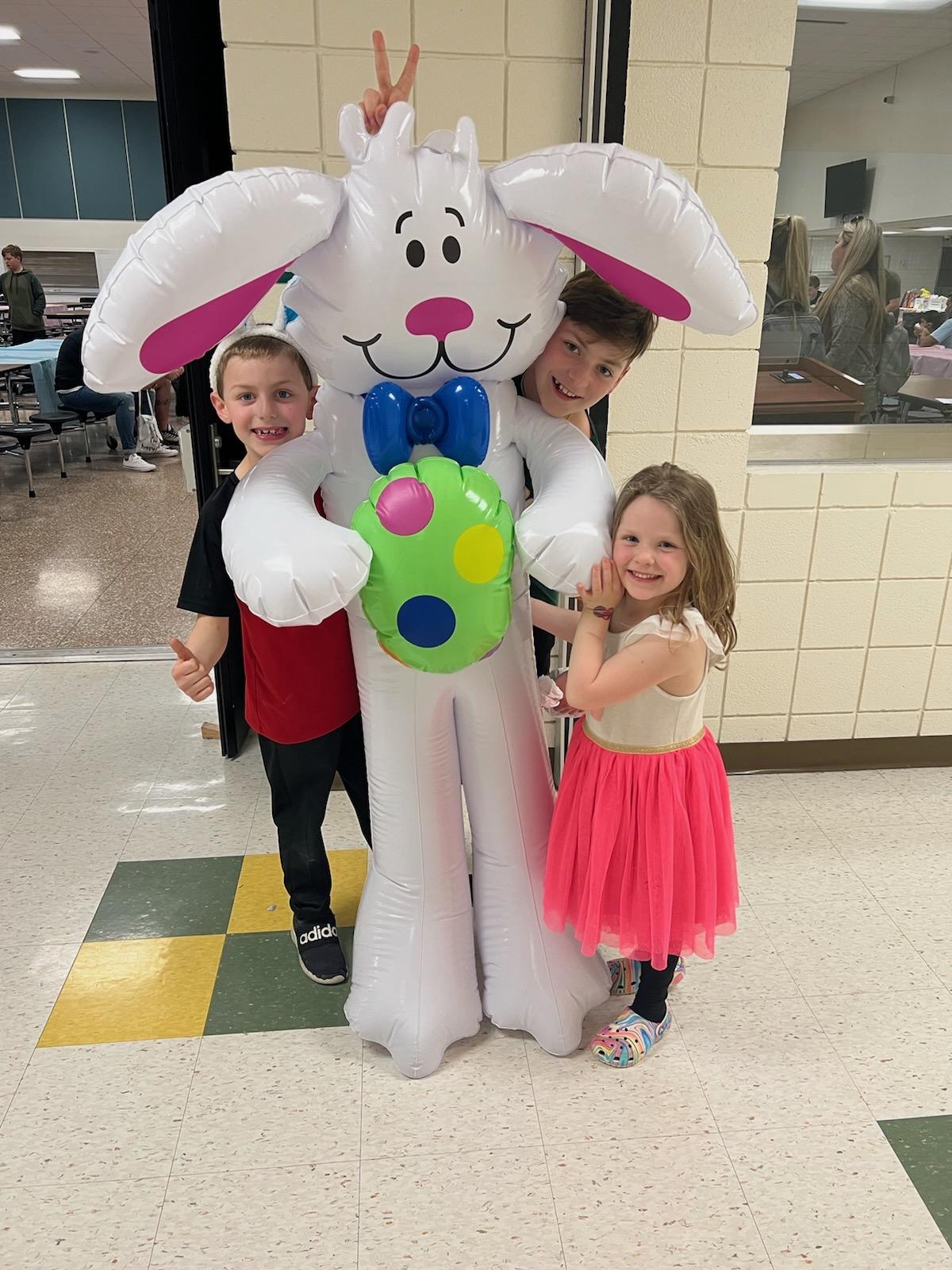 The Tucek children:  Zachary (1st grade), Jordan (5th grade), Victoria (pre-K) Zachary won Bart the Bunny