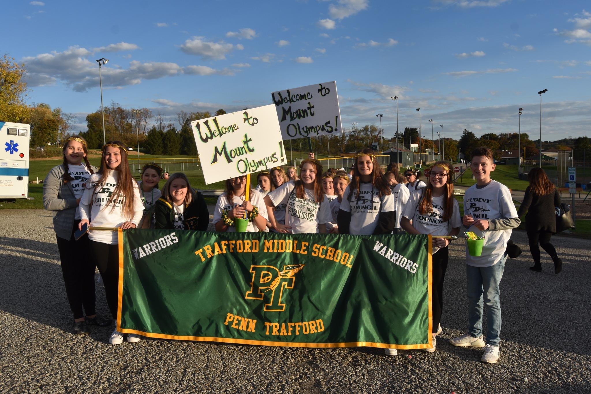 The Trafford Middle School student council participated in the parade