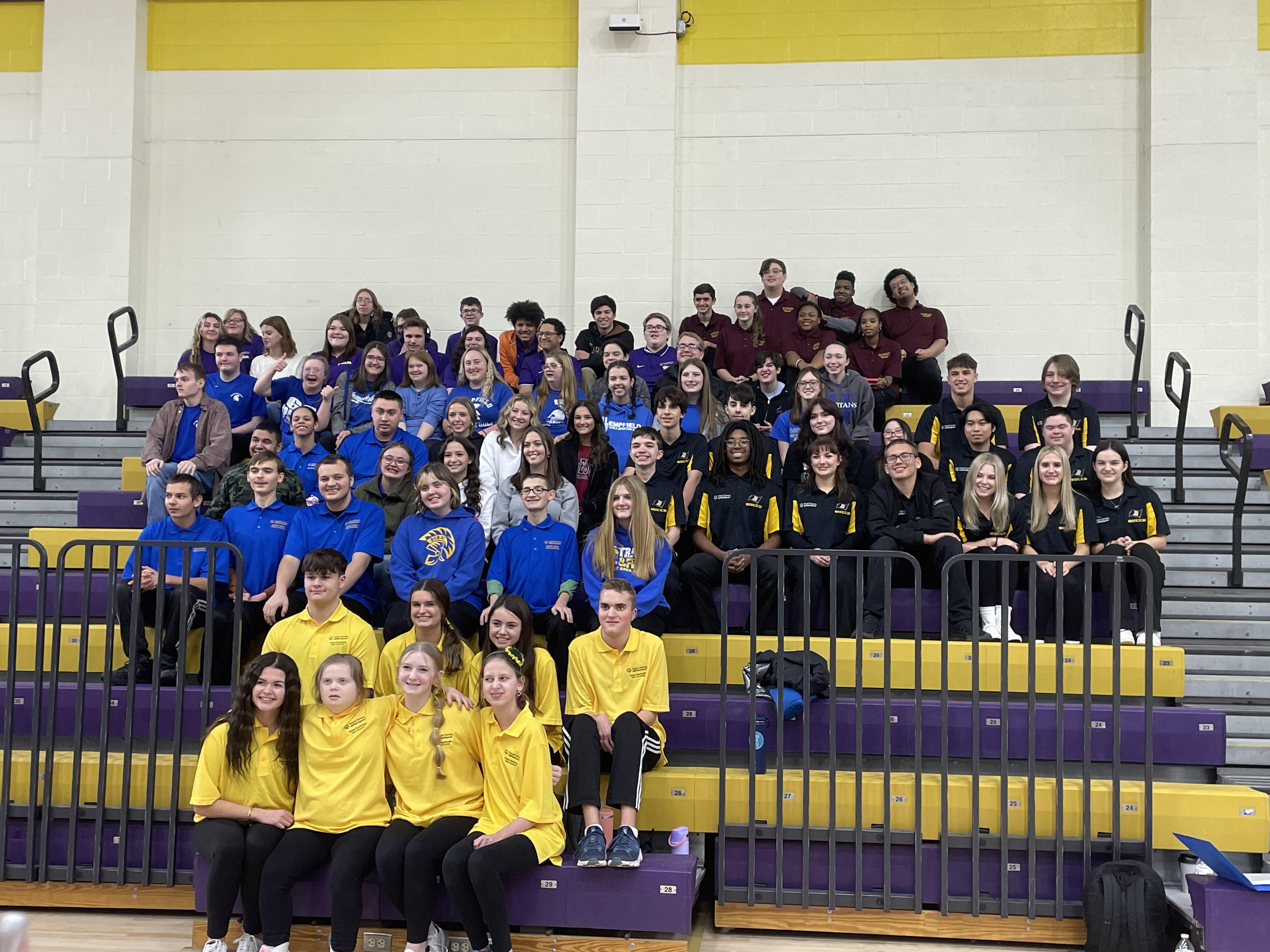 The Penn-Trafford Unified Bocce team (in yellow) joined students from 6 other schools for their first competition